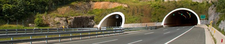 Two tubes tunnel on highway between Zagreb and Rijeka in croatia